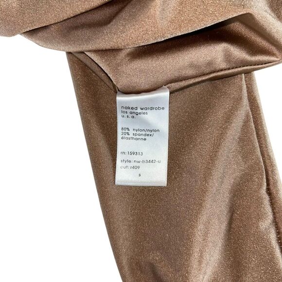 Naked Wardrobe NWOT Shimmer Mock Neck Thong Bodysuit Small - Picture 8 of 8